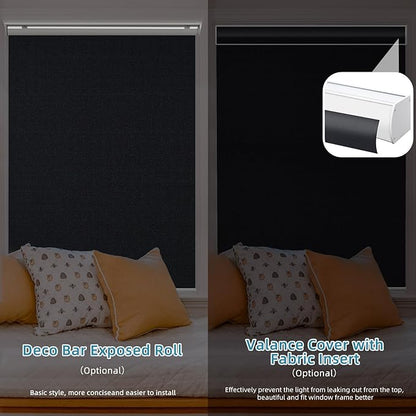 SmartWings Motorized Smart Blinds with Remote, Custom Automatic 100% Blackout Roller Shade Compatible with Alexa/Homekit/Google, Electric Smart Blinds for Indoor Windows, Eclipse Onyx Black