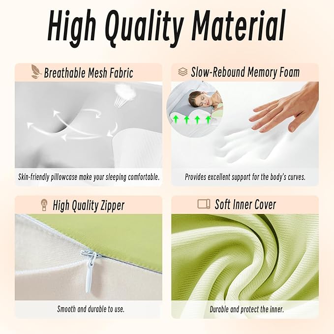 Ornatera Pillow, Restrelief Premium Ergonomic Pillow, Cleshy Ergonomic Pillow Silk Pillowcase, Memory Foam Ergonomic Pillows for Sleeping, Adjustable Cervical Pillow Cozy Sleeping(Grey)