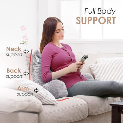 Nestl Reading Pillow for Kids & Teens with Shredded Memory Foam, Backrest Pillows for Reading, Watching, and Gaming, Use on The Couch, Bed, or Floor, Adjustable Support, Washable Cover Grey Lavender
