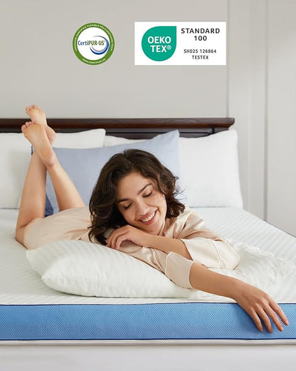 PERLECARE 3 Inch Firm Mattress Topper Twin XL, Cooling Gel-Infused & Bamboo Charcoal Memory Foam Bed Topper for Pressure Relief, High-Density Mattress Pad with Removable Cover, CertiPUR-US Certified