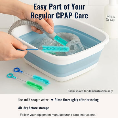 CPAP Hose Cleaning Brush – 78.7" Dual-Ended CPAP Hose Cleaner Brush for 15mm & 22mm Tubing with 2 Detail Brushes for Mask Vent & Humidifier Cleaning
