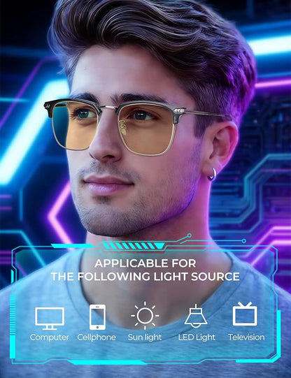 Blue Light Glasses | Men Browline Gaming Glasses | Anti Eye Strain & Migraine Blue Blocker Eyeglasses