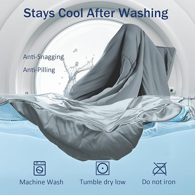 Cooling Blanket Comforter Hot Sleepers King/Cali King Soft Cooling Blanket, Double-Sided Cool Bedding for Night Sweats, All-Season Lightweight Comforter(106 * 90inch, Medium Gray)