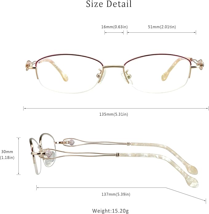 LifeArt Alloy Semi-Rimless Reading Glasses,Blue Light Blocking Glasses, Anti Eyestrain, Computer Gaming Glasses, TV Glasses for Women Men, Anti Glare (Yellow, +2.00 Magnification)