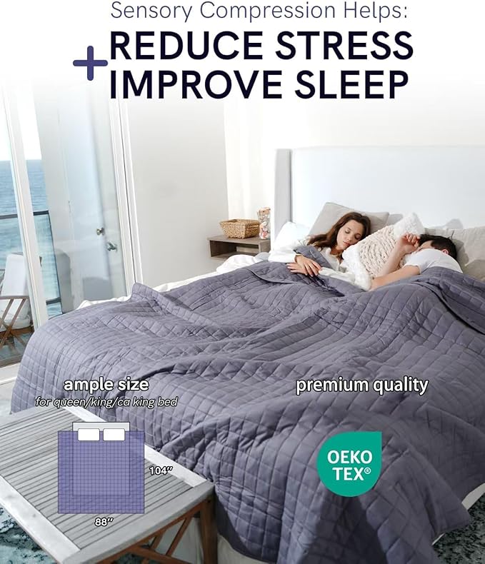 YnM King Size Weighted Blanket for Adults (88x104 Inches, 40 Pounds, Dark Grey), Exclusive Smallest Compartments with Glass Beads, Heavy Bed Blanket for Two Persons of 240~390lbs on Queen or King Bed