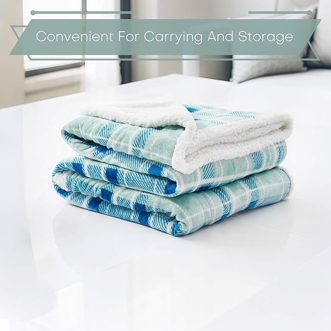 Electric Heated Blanket Full Size 72"x84" - Microplush & Sherpa Fabric Dual-Sided, 9 Heat Settings & 1-10 Hours Auto Off , Cozy Warming Throw for Home, Office, or Bed, Machine Washable，Mint Green