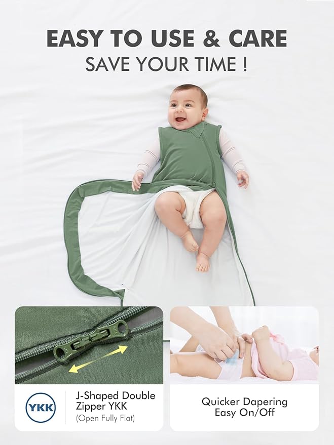HAPIU Unisex Rayon Made from Bamboo Baby Sleep Sack TOG 0.5, 2-Way Premium Zipper, Wearable Blanket