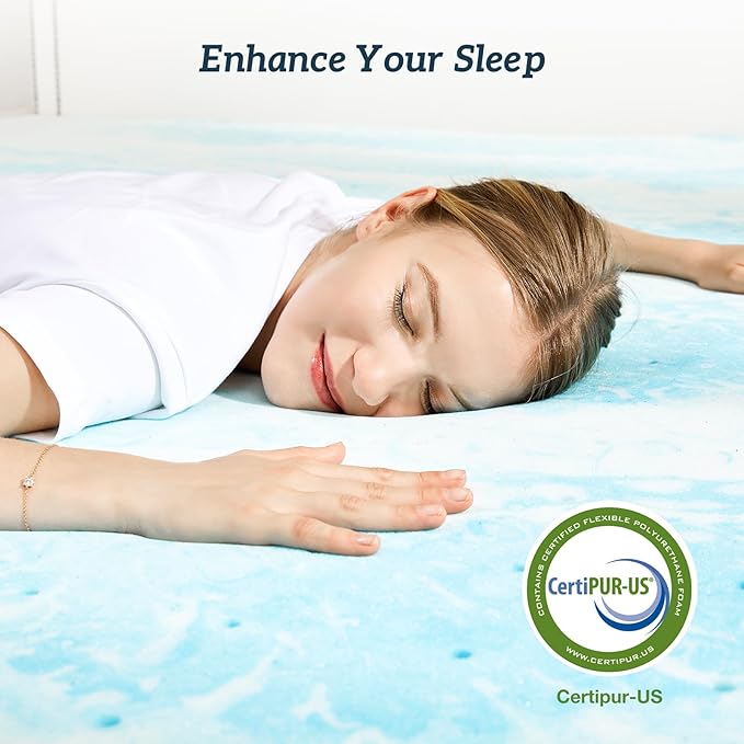 Sweetcrispy Memory Foam Mattress Topper California King, 2 Inch Thick Gel Infused Cooling Toppers Pad for Bed, Sleeper Sofa, RV, Camper, CertiPUR US Certified, Ventilated and Breathable