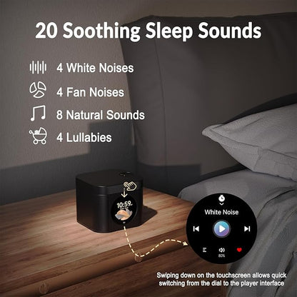 Kipcush Sleep Sound Machine - Dual Speakers, Tibetan Singing Bowls, 19 Soothing Tones, 20 White Noises, Visual & Auditory Breathing Guides | Deep Sleep, Anxiety Relief, Meditation, Rechargeable