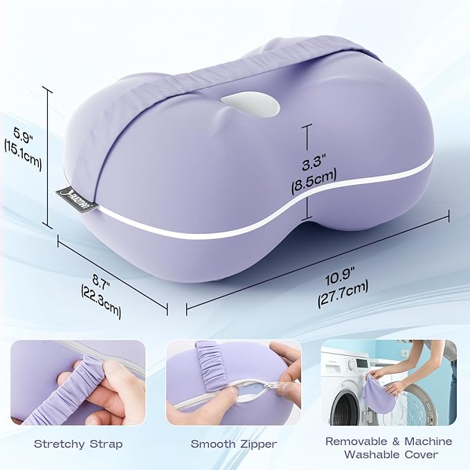 Knee Pillow for Side Sleepers - Cooling Pillows Between Legs for Side Sleeping - Large Memory Foam Knee Pillows for Hip Pain & Spine Alignment (Soft Purple)