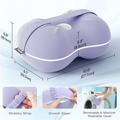 Knee Pillow for Side Sleepers - Cooling Pillows Between Legs for Side Sleeping - Large Memory Foam Knee Pillows for Hip Pain & Spine Alignment (Soft Purple)