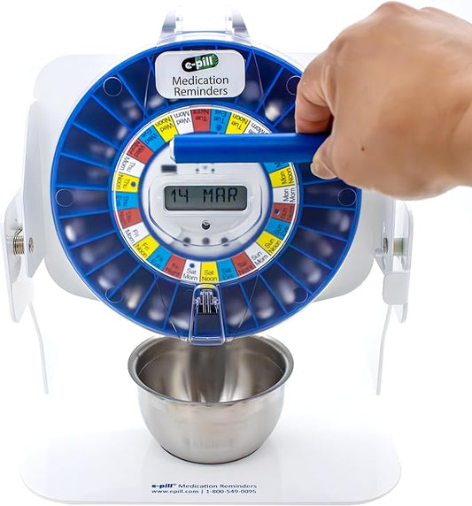 e-Pill MedTime Station Pro - Advanced Locked Automatic Pill Dispenser - Clear Lid