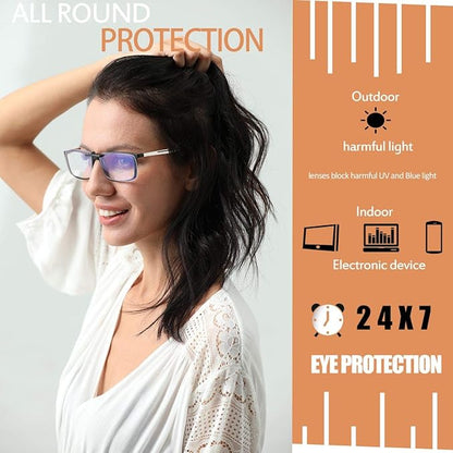 FONHCOO Clip on Blue Light Blocking Glasses Womens Mens over Prescription Glasses Frameless Lens Anti Eyestrain Headaches