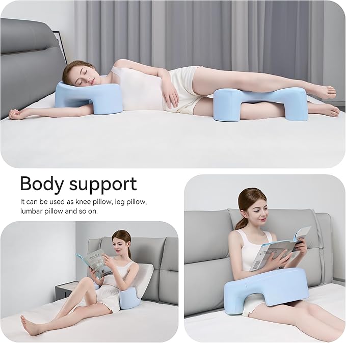 AM AEROMAX Side Sleeping Pillow with Arm Holes - Ergonomic Memory Foam Pillow for Cervical, Neck, Shoulder & Rotator Cuff Pain Relief - Ideal for Side Sleepers.(Blue)