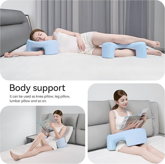 AM AEROMAX Side Sleeping Pillow with Arm Holes - Ergonomic Memory Foam Pillow for Cervical, Neck, Shoulder & Rotator Cuff Pain Relief - Ideal for Side Sleepers.(Blue)