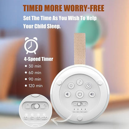 Sound Machine with 24 Relaxing Nature Sounds,Sleep Portable Travel White Noise Machine for Home,Office,Nursery,Timed and Adjustable with Lights Sound Machine