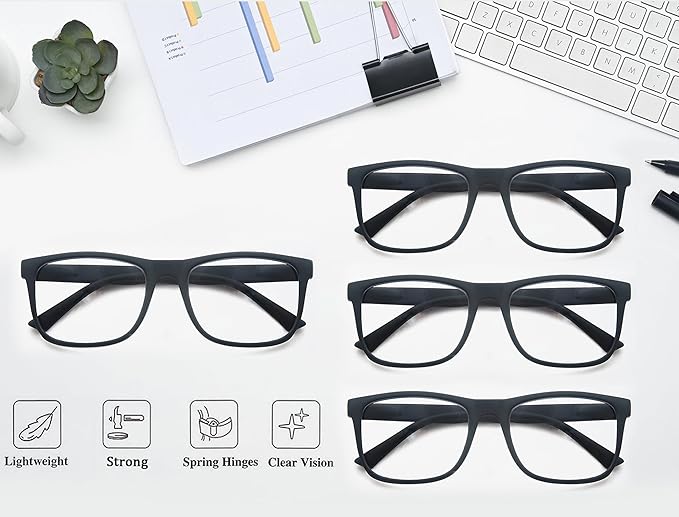 Blue Light Blocking Reading Glasses Men Large Oversized Square Readers Wide fit Cheaters for Men W/Big Head/Large Face