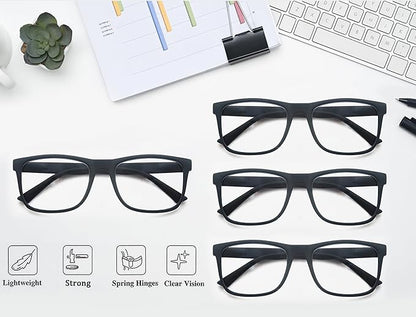 Blue Light Blocking Reading Glasses Men Large Oversized Square Readers Wide fit Cheaters for Men W/Big Head/Large Face