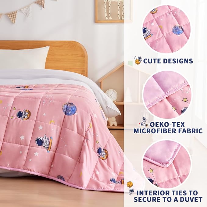 anfie Weighted Blanket Kids(36"x48" 3lbs) Weighted Blanket Cooling Blanket for Sleeping,Throw Size Breathable Blanket with Premium Glass Bead(Space Pink)