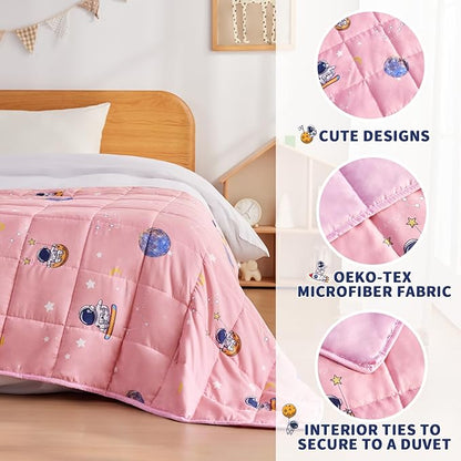 anfie Weighted Blanket Kids(50"x60" 5lbs) Weighted Blanket Cooling Blanket for Sleeping,Throw Size Breathable Blanket with Premium Glass Bead(Space Pink)