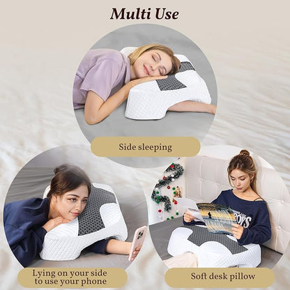 SAHEYER Side Sleeper Pillow with Arm Hole, Memory Foam Pillow for Neck and Shoulder Pain Relieve, Multi-Angle Armholes Pillow for Many Sleeping Positions, Ergonomic Orthopedic Support Pillow (Black)