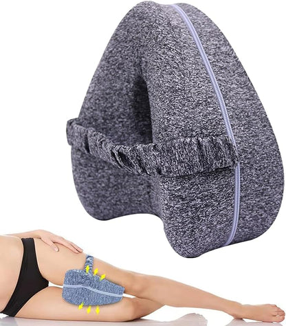 Hip Alignment Pillow for Side Sleepers – Memory Foam Knee Pillow for Sciatica & Hip Pain Relief, Smooth Spine Leg Support Cushion for Pregnancy, Seniors, and Recovery (Grey)