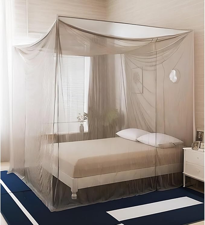 Faraday Fabric Bed Drapes Mesh EMF Protection Canopy, RF Shielding Netting, King Size, Queen Size, Twin Size (Color : Brown, Size : XX-Large)