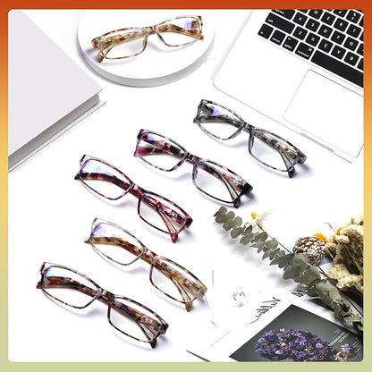 JOSCHOO Computer Reading Glasses for Women and Men 6 Pack Blue Light Blocking Spring Hinge Readers