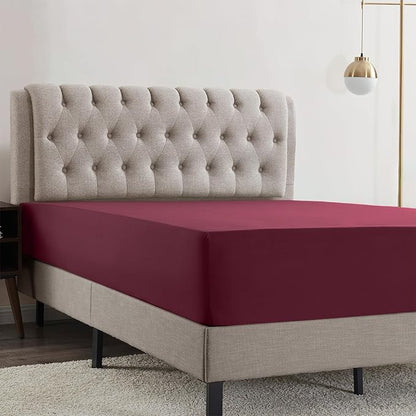 Empyrean 4 Pack King Fitted Sheets - Deep Pocket, Fits 14-16 Inch Mattress, Ultra Soft Microfiber, Fade & Wrinkle Resistant, Shrinkproof, Durable Sheets, Burgundy Red