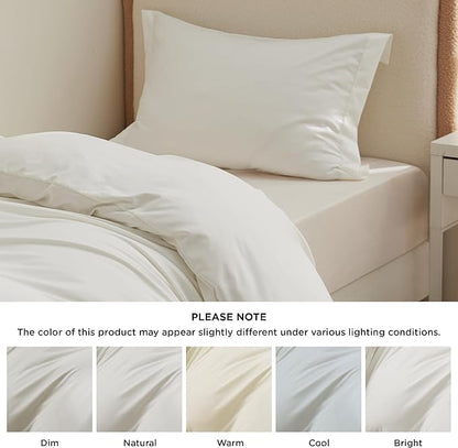 Bedsure Duvet Cover Twin/Twin XL Size - Soft Double Brushed Bedding Set for Kids & Adults, Zipper Closure, 2 Pieces, Includes 1 Duvet Cover (68"x90") & 1 Pillow Sham, NO Comforter, Ivory White