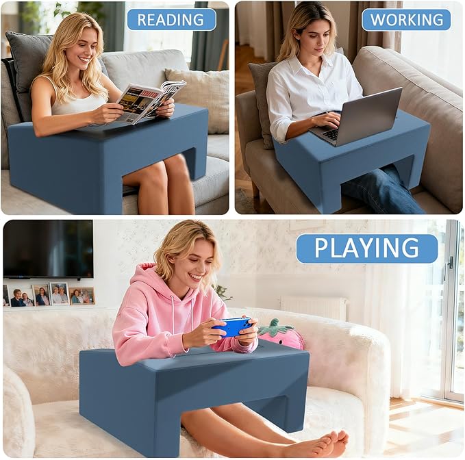 Lap Desk Pillow with Removable Cover Adjustable Angle Gaming & Machine Washable Reading Pillow for Adults Multipurpose Laptop Bed Tray with Arms for Working