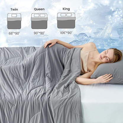 Cozy Bliss Deluxe Dual-Sided Cooling Comforter King Size, Ultra-Soft Lightweight Breathable Silky Cooling Blankets with Q-Max>0.45 for Bedroom, Hot Sleepers & Night Sweats, Dark Grey, 106"x90"