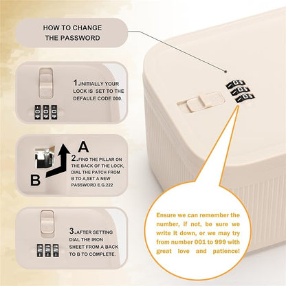 Small Medicine Lock Box with Code for Snacks, Medicine, Mobile Phone Storage, Phone Lock Box Video Games,Social Media,Snacks Cravings,Self-Control Lockable Storage Box, Phone Locker Locking Container