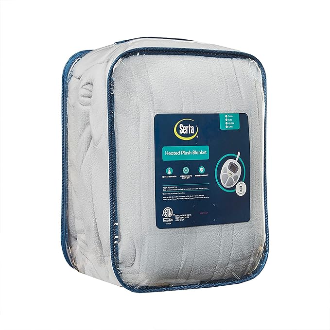 Serta Heated Blanket - Reversible Fleece to Sherpa Electric Blanket, Fast Heating, Auto Shut Off Timer, Multi Heat Setting, ETL Certified, Machine Washable, Smoke Grey King 90"x 100"