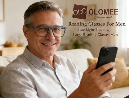 Blue Light Blocking Reading Glasses Men Large Oversized Square Readers Wide fit Cheaters for Men W/Big Head/Large Face