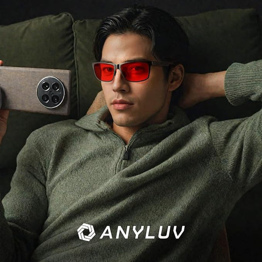 ANYLUV Blue Light Blocking Glasses Men Computer Gaming Glasses Lightweight Al-Mg Metal Anti Eyestrain Eye Protection