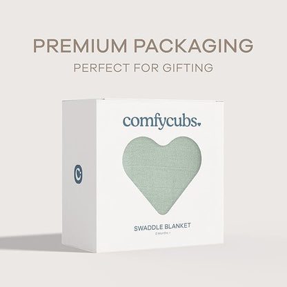 Comfy Cubs Muslin Swaddle Blankets Pack of 1, 47 x 47 Inch Soft Cotton Baby Blanket Set, Large Multipurpose Wraps for Newborns - Self-Soothing Swaddles for Newborns - Fern
