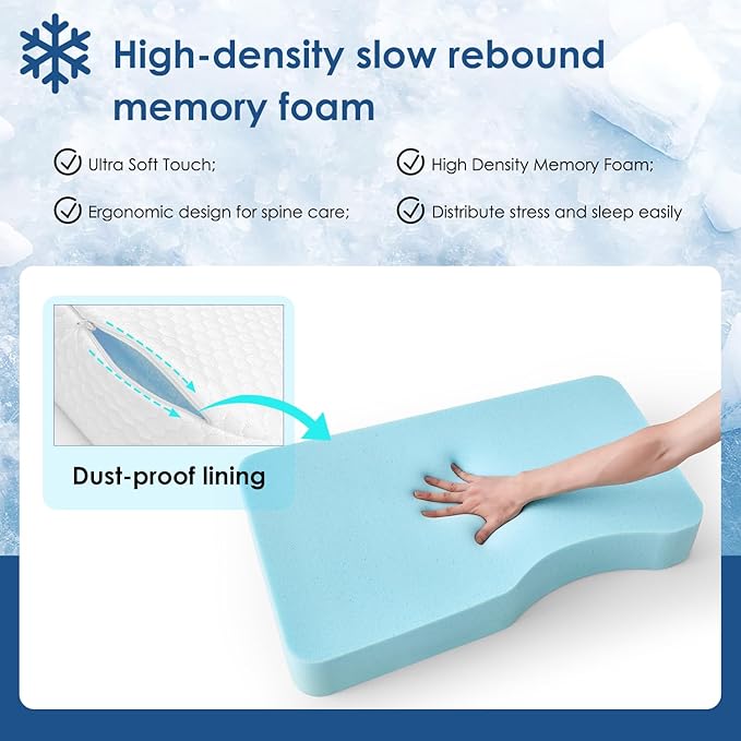 Cooling Leg Pillow for Side Sleepers 100% Cooling Fabric Knee Pillow for Side Sleeping, Leg Elevation Memory Foam Pillow for Hip/Back/Sciatica Pain Relief Helps Spine Alignment -15"x25" (Cooling, M)