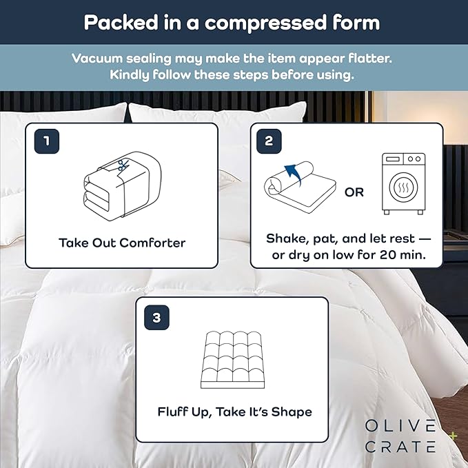 Olive + Crate Cooling Oversize King Size Comforter - Hypoallergenic 100% Bamboo Viscose Outer Cover - Oversized King Duvet Insert - Fluffy Lightweight Plush - White Comforter - 116"x 98"