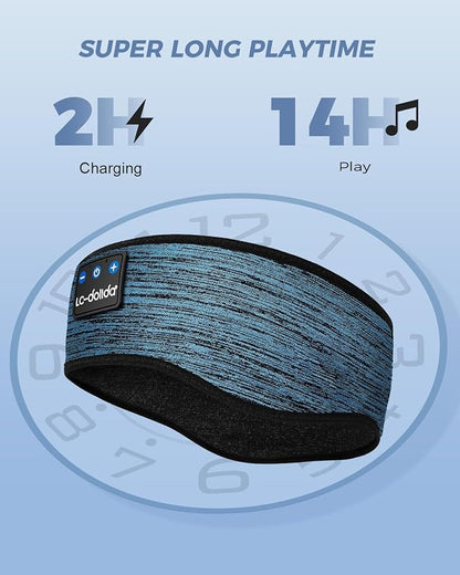 LC-dolida Boho Sleep Headphones Headband, Over Ear Bluetooth Headphones Wireless Womens Headbands, Wireless Earphones Sweat Resistant Band Music Sleeping Eye Mask Earbuds for Sports Unique Gifts