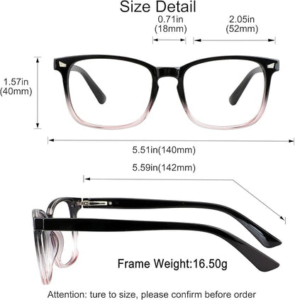 YEIN Progressive Multifocus Reading Glasses, Spring Hinge Blue Light Blocking Glasses for Women Men, No Line Multifocal Readers with Clear Lenses (+0.00/+2.25 magnification)