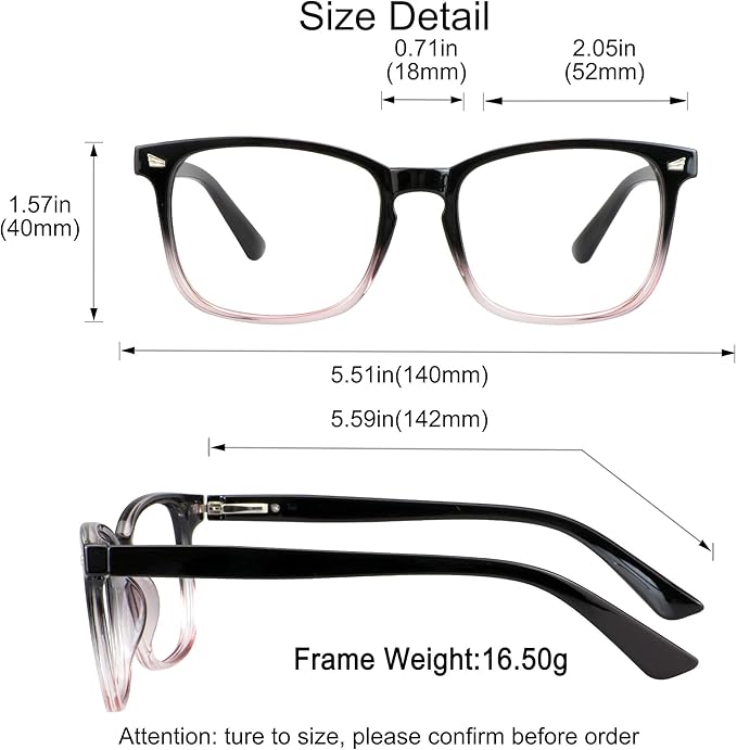 YEIN Progressive Multifocus Reading Glasses, Spring Hinge Blue Light Blocking Glasses for Women Men, No Line Multifocal Readers with Clear Lenses (+0.00/+1.25 magnification)