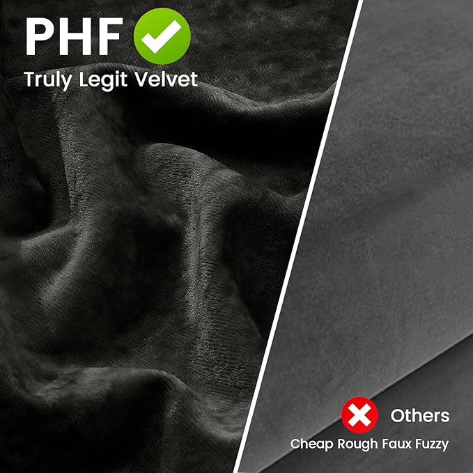 PHF Truly Velvet Pillowcases Standard Size, No Insert, 4 Pack Ultra Soft Breathable Pillow Shams Covers with Envelope Closure, 20" X 26" Luxury Cozy Warm Fuzzy Flannel, Black