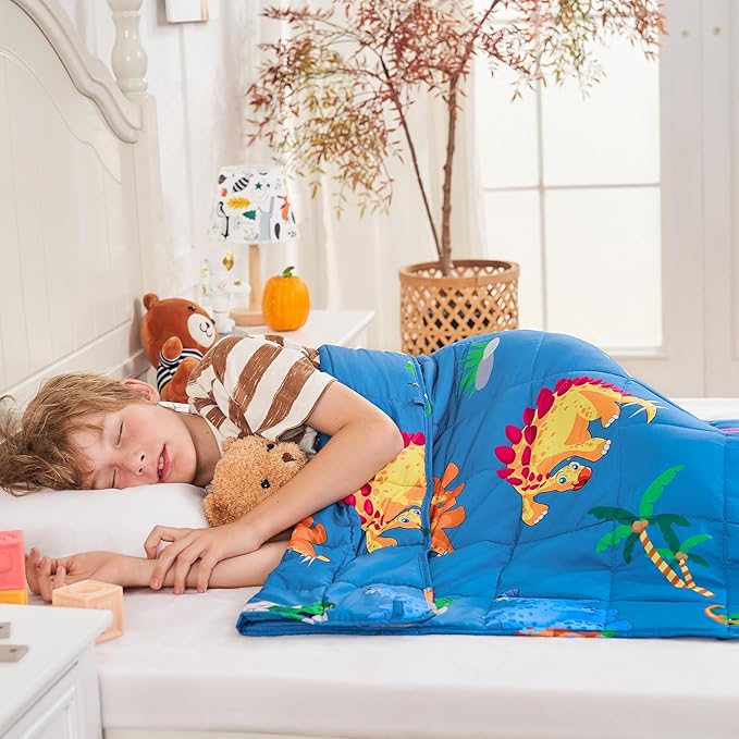 yescool Weighted Blanket 3 Pounds Cooling Weighted Blanket, Dinosaur Heavy Blanket for Sleeping, Weighted Throw Blanket Gift for Boys Girls for 20-40lbs, 36"x48"