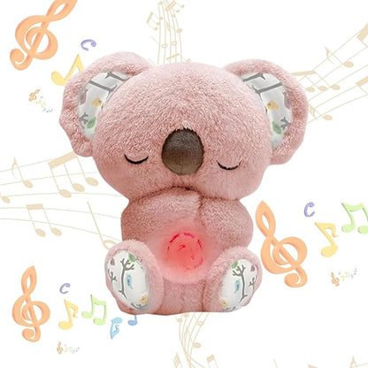 Breathing Koala Stuffed Animal - Anxiety Relief Plush with Musical Lights & Rhythmic Breathing Motion for Adults and Kids (Pink)