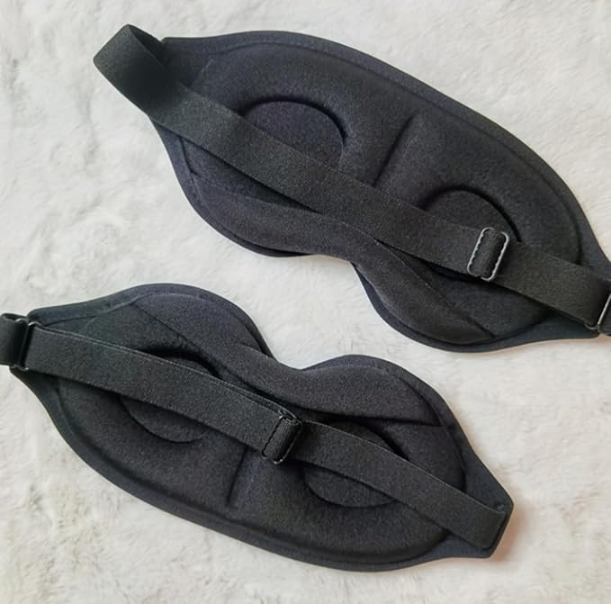 3D Contoured Sleep Mask, Memory Foam, Adjustable Strap, Ergonomic Design for Total Darkness (Black)