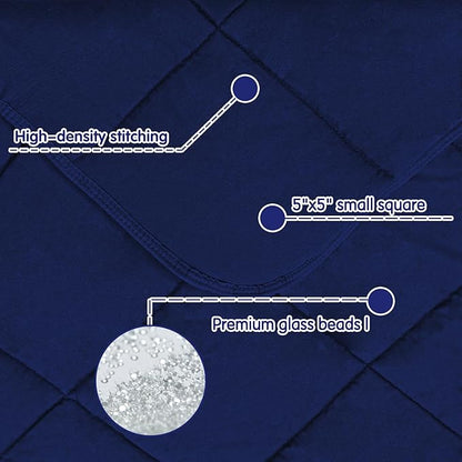 yescool Weighted Blanket (7 lbs, 41" x 60", Blue) Cooling Heavy Blanket for Sleeping Perfect for 60-90 lbs, Breathable Blanket with Premium Glass Bead, Machine Washable