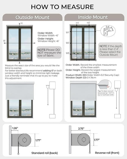 AIVIDIG Motorized Roller Automatic Shade with Remote Control, 100% Blackout Electric 21-110” Width Blinds for Windows with Alexa Google Home, Rechargeable Smart Customized Size（Waterproof-Light Grey）
