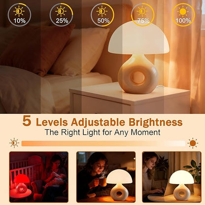 Mushroom Lamp, 670nm Red Light & 10000 Lux Therapy Lamp with Remote & Memory, 4 Color & 5 Brightness/3 Timers,Bedside Nightstand Light for Bedroom,Sunlight Lamp for Home Office Birthday Gift