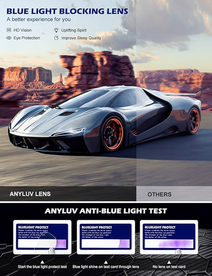ANYLUV Blue Light Blocking Glasses Men Computer Gaming Glasses Lightweight Al-Mg Metal Anti Eyestrain Eye Protection
